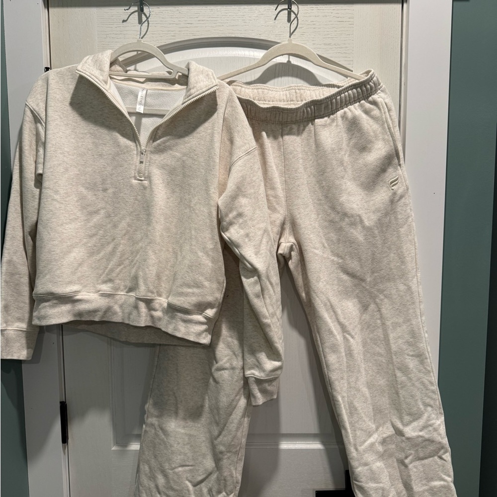 Fabletics Oatmeal Half-Zip Pullover & Joggers Set - image 3